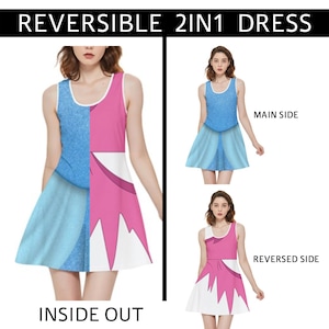 Cinderella 2 in 1 Dress, Disney Princess Cinderella and Ripped Dress, Inside Out Racerback Dress, Reversible Dress, Disney Cosplay Costume