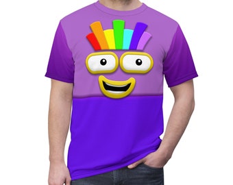Number Seven Rainbows Blocks Costume, 7 Block Face Cosplay, Num Characters Shirt, Halloween Family Group Costumes, Birthday Party Outfits