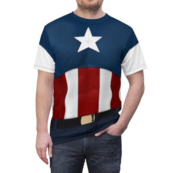 Captain America Stars and Stripes USO Uniform Shirt, The First Avenger Costume, Marvel Cosplay Tee,  Superhero Comic-Con, Avengers Campus