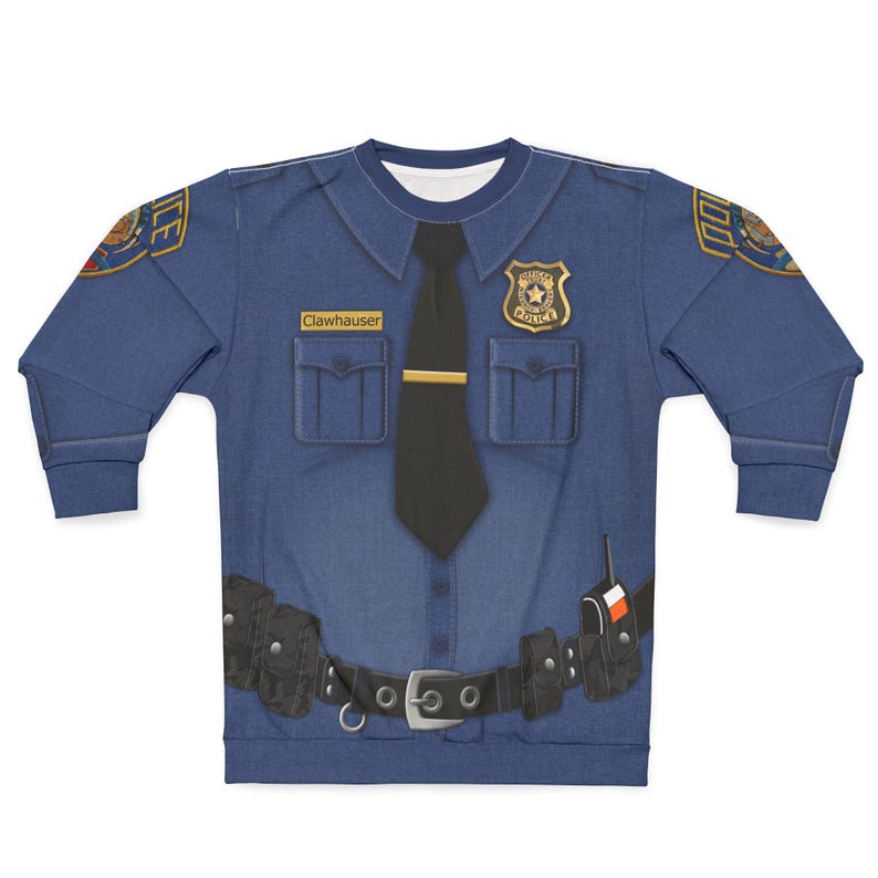 Clawhauser Long Sleeve Shirt, Zootopia Costume, Police Officer Clawhauser Cosplay, Theme Park Outfit, Disney World Sweatshirt, Birthday Gift