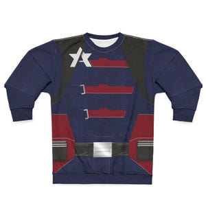 US Agent Blue Long Sleeve Shirt, The Falcon and the Winter Soldier Cosplay, Disney Marvel Costume, John Walker Tee, Avengers Captain America image 2