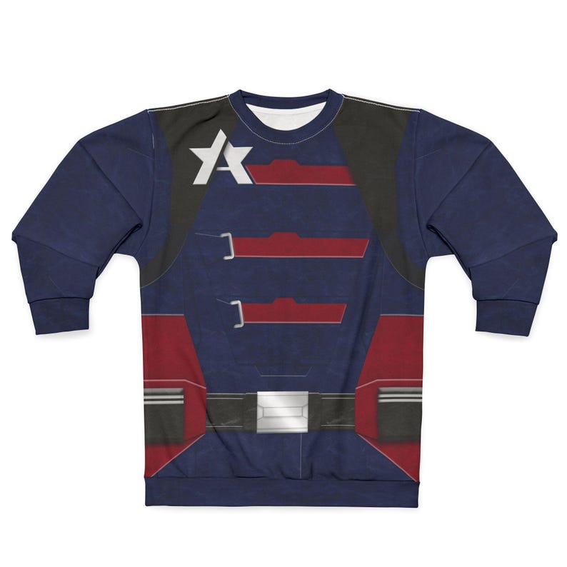 US Agent Blue Long Sleeve Shirt, The Falcon and the Winter Soldier Cosplay, Disney Marvel Costume, John Walker Tee, Avengers Captain America image 2