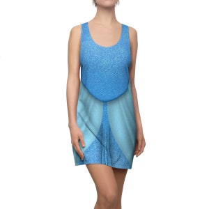 P343 Movies Cosplay Costume Cinderella 2015 Ella blue dress gradient  iridescent