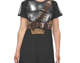 Star Wars Costume, Steel Mandalorian Armor Short Sleeve Dress, Mandalorian Cosplay Costume, Bounty Hunter, Beskar Steel Women Cosplay Dress