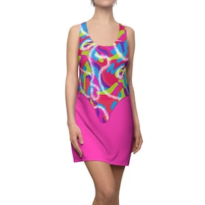 Margot Neon Skate Dress, 80s Workout-Themed Party Costume, Malibu Beach Rainbow Outfit, Halloween Carnival, Colorful Dresses for Women