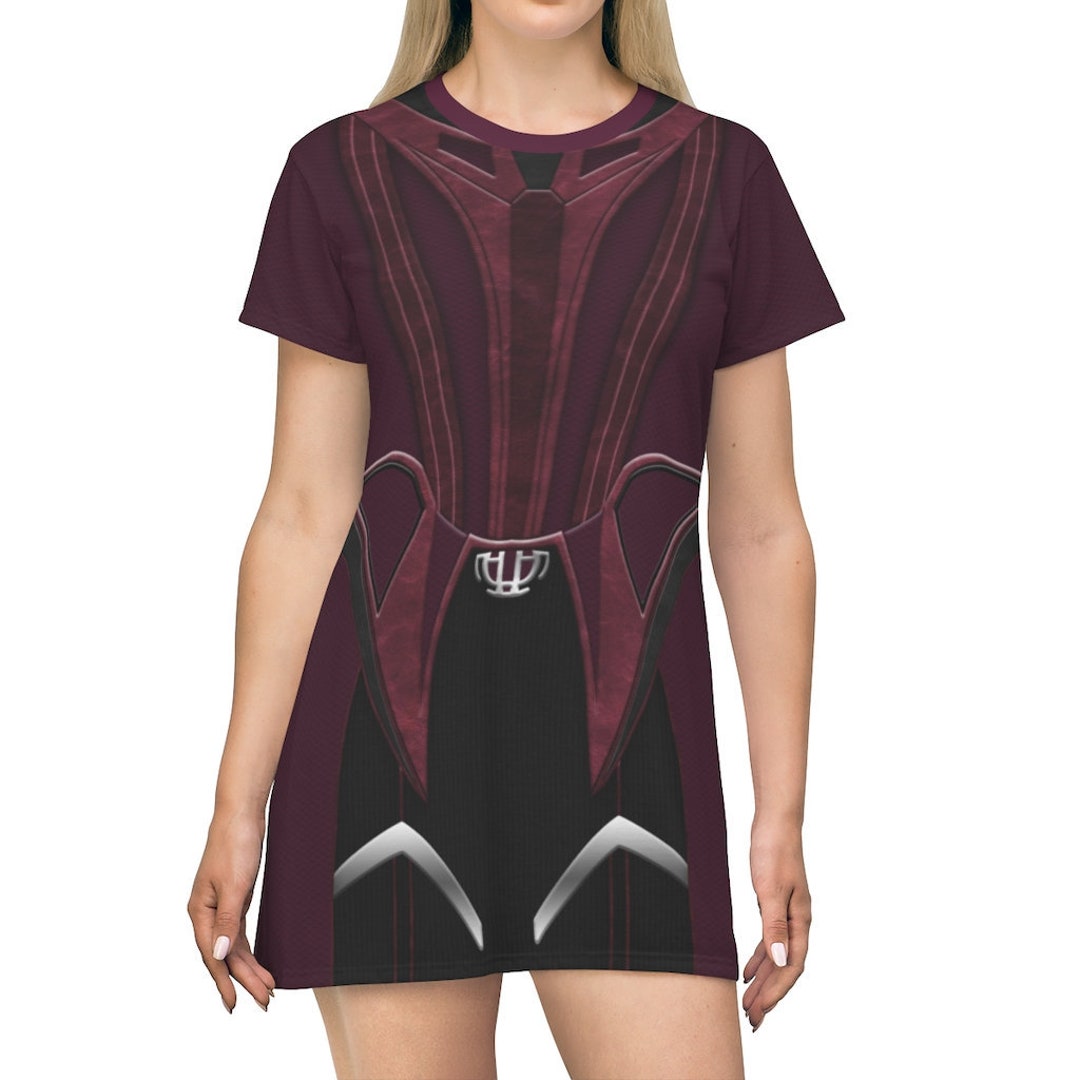 Wandavision TV Series Costume, Wanda Scarlet Witch Short Sleeve Dress