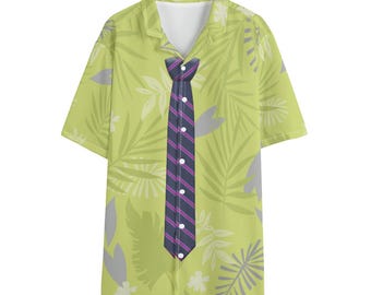 Nick Wilde Button Up Shirt, Tropisches Blatt Hawaii Muster, Zootopia Kostüm, Aloha Familie Shirts, Sommer Reise Kleidung, Disney Cruise Beach