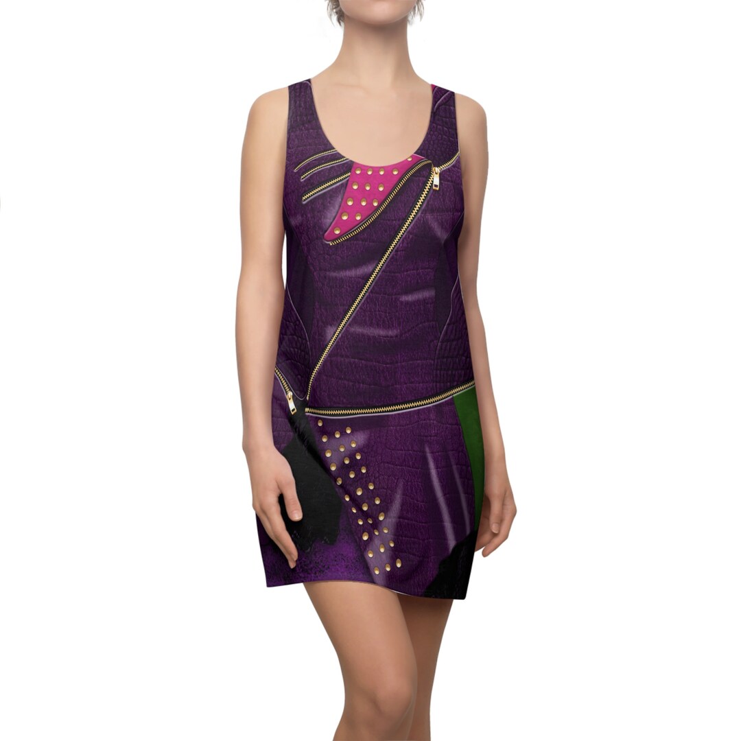 mal purple dress costume DISNEY D-SIGNED Youth Girls Purple Descendants Scarf Hem Dress Size Medium Mal