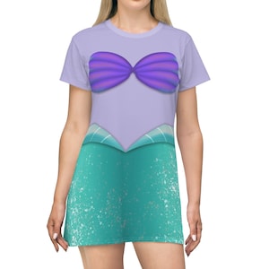 Ariel Mermaid Short Sleeve Dress, Little Mermaid Cosplay, Disney Princess Ariel Inspired Outfits, Disney Costume, Disney Dresses for Women