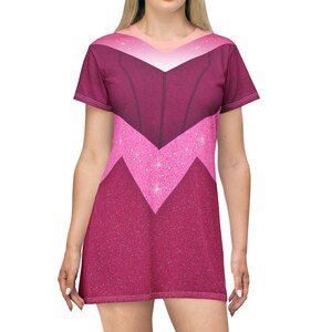 Pink Aurora Short Sleeve Dress, Sleeping Beauty Costume, Disney Princess Cosplay, Magic Kingdom Dresses for Women, runDisney Shirtdress