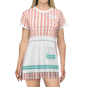 50&#39;s Prime Time Cafe Short Sleeve Dress, Disney World Cast Member Cosplay Costume, Disney&#39;s Hollywood Studios Outfit, Diner Waitress Dresses
