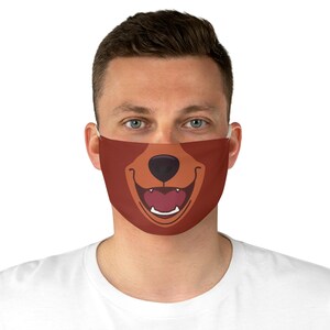 Maska na twarz Kenai Cloth, kostium Brother Bear, Animal Kingdom Cosplay, stroje Alaska, moda na wydarzenie, zmywalna maska na twarz, wyprodukowano w USA