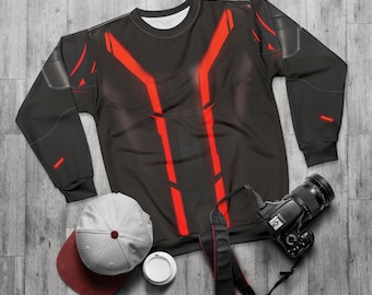 Tron Ares Costume, Red Circuitry Color Costume, Tron Ares Cosplay, DisneyWorld Roller Coaster, Disneyland Sweatshirt, Tron Identity Disc