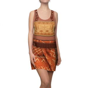 Sukienka Loto, kostium inspirowany postacią z filmu Moana 2, Motunui Cosplay, strój do parku rozrywki, pomysł na modę na wydarzenie runDisney, odzież z kreskówek