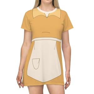 The Princess and the Frog Costume, Tiana Yellow Waitress Uniform Short Sleeve Dress, Tiana Costume, Disney Princess Dress, Dresses for Women