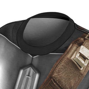 Camisa feminina com armadura de aço Mandaloriana, fantasia de Star Wars, fantasia de Mandaloriano, camisa de Star Wars, camisa de corrida, caçador de recompensas, aço Beskar imagem 8