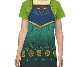 Frozen Fever Costume, Anna Short Sleeve Dress, Disney Princess Dress, Frozen Anna Costume, Disney Dresses for Women, Disney Dress Running