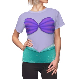 Ariel Mermaid Women Shirt, The Little Mermaid Costume, Princess Ariel Inspired Outfits, Disney Mermaid Cosplay, Disneybound Costume Shirt