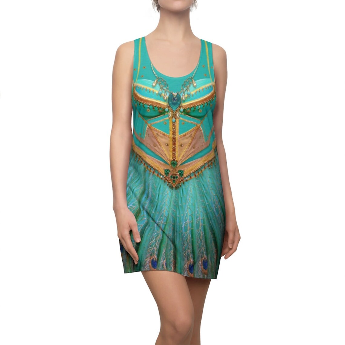 Jasmine Blue Peacock Dress Aladdin Live Action Costume Etsy