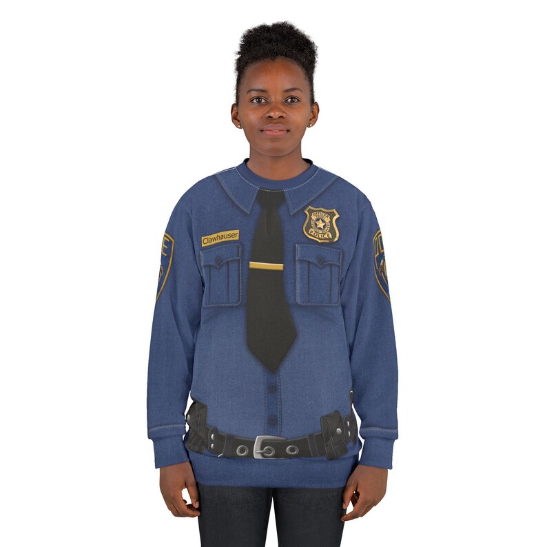 Clawhauser Long Sleeve Shirt, Zootopia Costume, Police Officer Clawhauser Cosplay, Theme Park Outfit, Disney World Sweatshirt, Birthday Gift