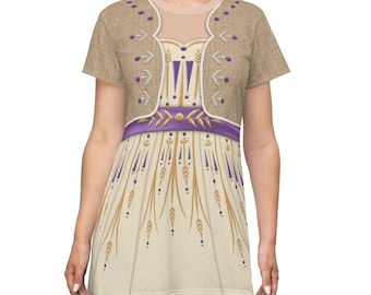 Frozen 2 Costume, Princess Anna Short Sleeve Dress, Frozen Cosplay, Anna Dress Frozen 2, Disney Dresses for Women, Disney Dress Running