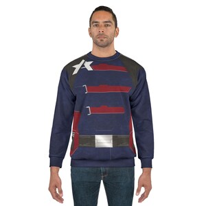US Agent Blue Long Sleeve Shirt, The Falcon and the Winter Soldier Cosplay, Disney Marvel Costume, John Walker Tee, Avengers Captain America image 5