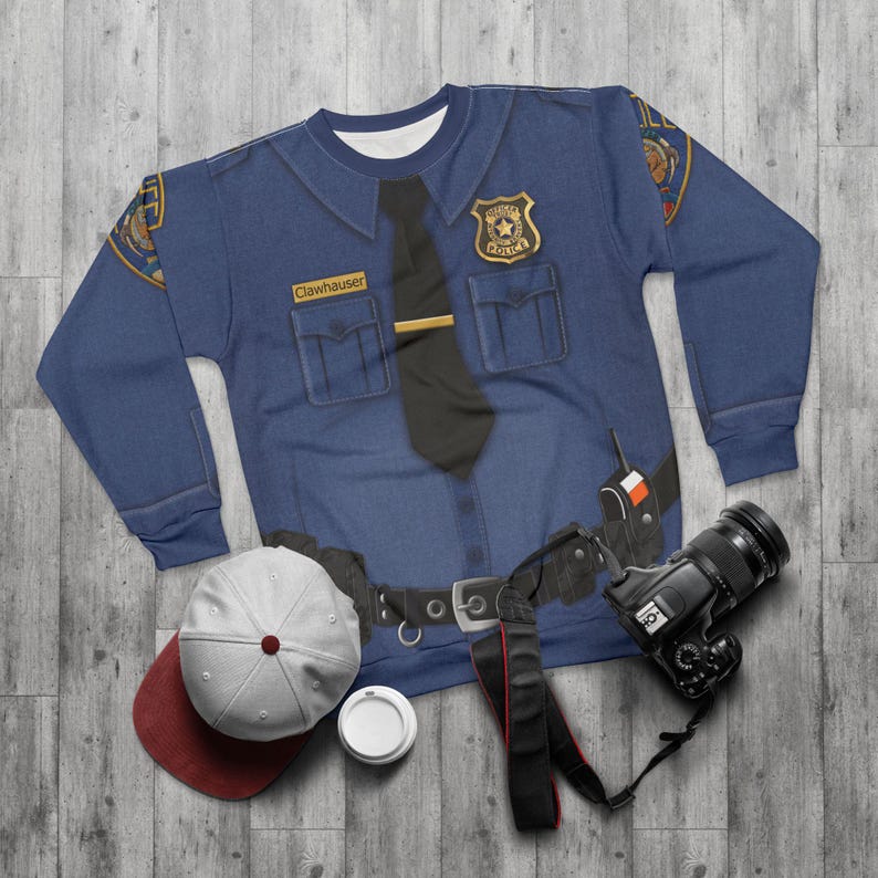 Clawhauser Long Sleeve Shirt, Zootopia Costume, Police Officer Clawhauser Cosplay, Theme Park Outfit, Disney World Sweatshirt, Birthday Gift