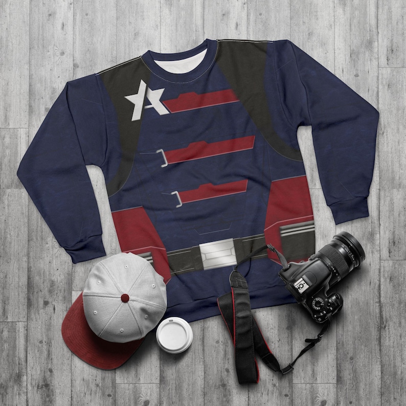 US Agent Blue Long Sleeve Shirt, The Falcon and the Winter Soldier Cosplay, Disney Marvel Costume, John Walker Tee, Avengers Captain America image 1