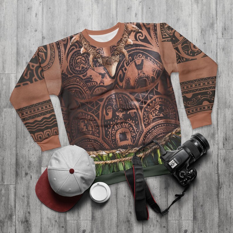 Moana Live Action Costume, Maui Long Sleeve Sweatshirt, Disney Cruise Sweatshirt, Maui Polynesian Tattoo Cosplay, Disneyland Apparel