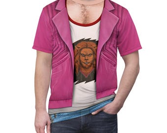 Camiseta de basurero, disfraz de gamer, camiseta inspirada en chaqueta de cuero rosa, atuendos de streamer, cosplay de personaje de videojuegos, camisetas de pareja del mes del orgullo