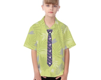 Nick Wilde Button Up Kid Shirt, Tropisches Blatt Hawaii Muster, Zootopia Cosplay, Aloha Familien Outfit, Sommer Reise Kleidung, Disney Beach Vibes