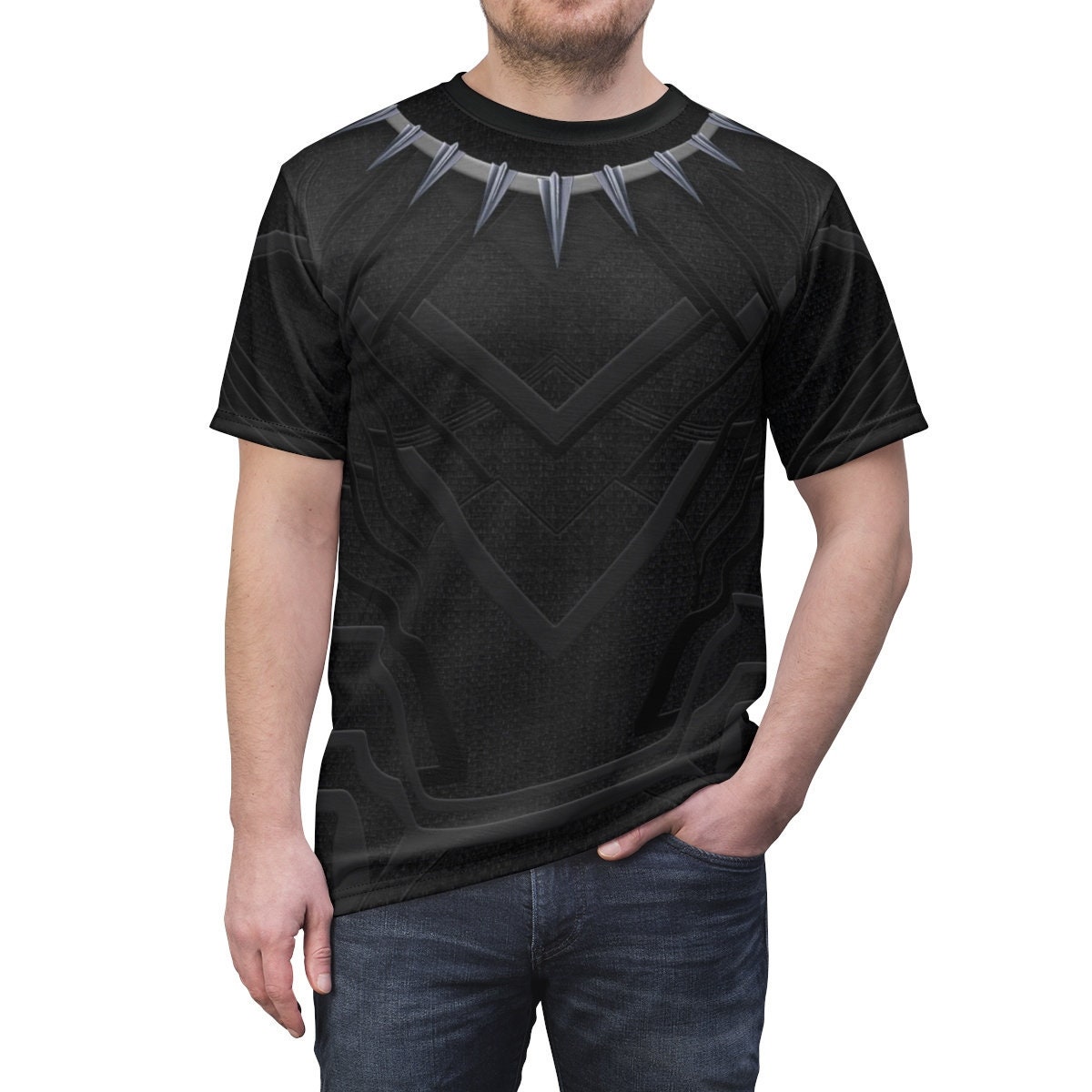 Camiseta Marvel Panther Shapes Para Niños | Manga Corta | Color Carbón Heather Talla X-Large