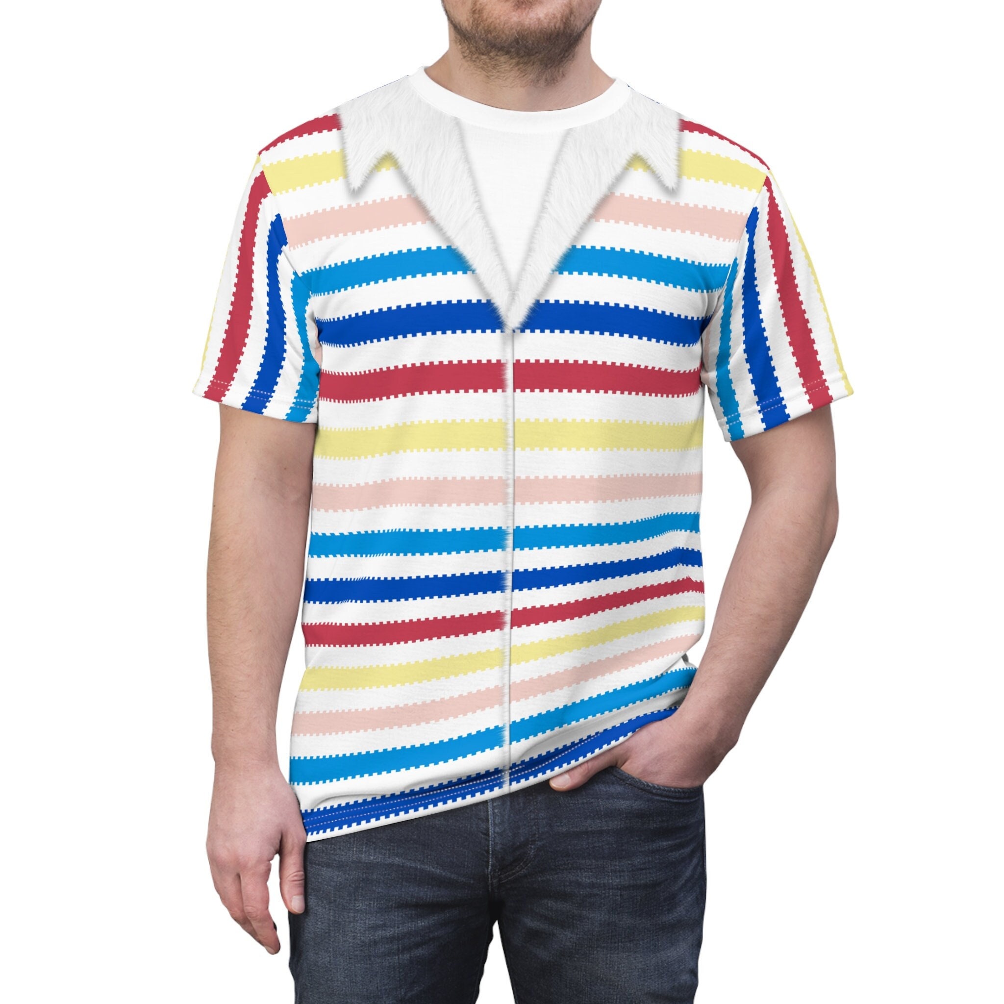 2023 Doll Movie Allan Rainbow Striped Shirt Outfits Halloween Carnival