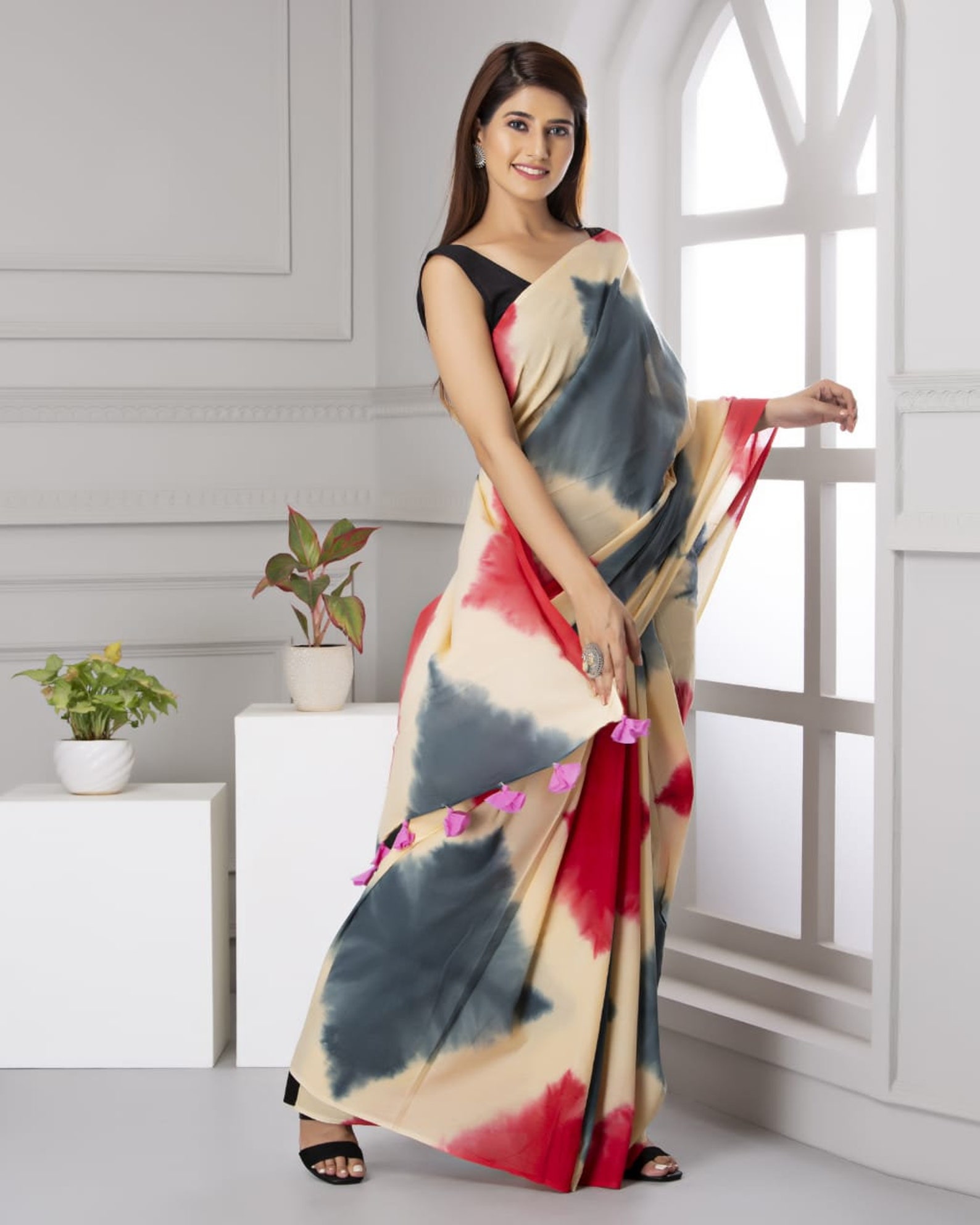 Cotton Shibori Print Look Saree Saree with blouse Etsy