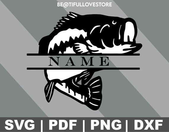 Download Bass Fish Svg Fish Monogram Svg Fishing Svg Files For Etsy