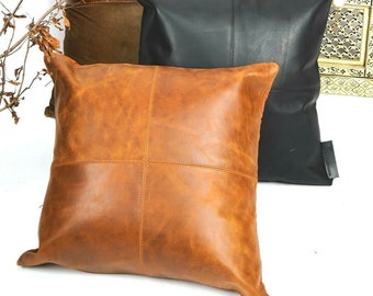 Melbourne Leather Co Genuine Leather Cushion Cover Pillow Cover Leather Pillow Leather Cushion Vintage Leather Tan Pillow Cover