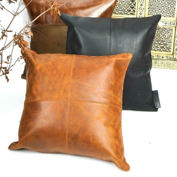 Melbourne Leather Co Genuine Leather Cushion Cover Pillow Cover Leather Pillow Leather Cushion Vintage Leather Tan Pillow Cover