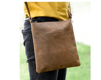 Genuine Leather Messenger Bag, Crossbody Bag, Leather Shoulder Bag, Travel Bag, Women Leather Men Bag, Satchel, Travel Bag, Purse Passport