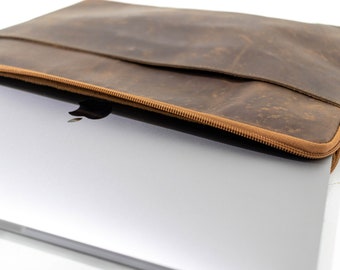 Handmade Genuine Leather macbook sleeve case for 12 13 15 inch macbook / Fathers day Gift for him  macbook air 13 15 inch sleeve case