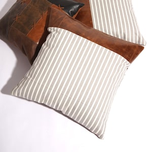 Genuine Leather Tan Cushion Cover Pillow Cover Leather Pillow Leather Cushion Vintage Leather Tan Pillow Cover Gift for her 50*50cm
