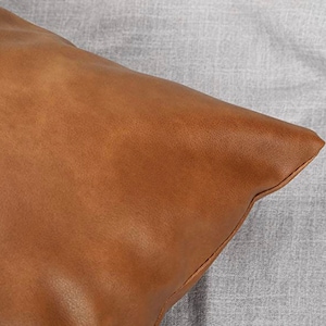 Melbourne Leather Co Genuine Leather Cushion Cover Lumbar Tan Leather Cushion Pillow Cover image 2