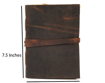 Vintage Leather Journal Recycled Paper Journal, For Notes, Notebook, Sketch book, Diary, Handmade Book,100% Recycled Rag,Tree Free Paper