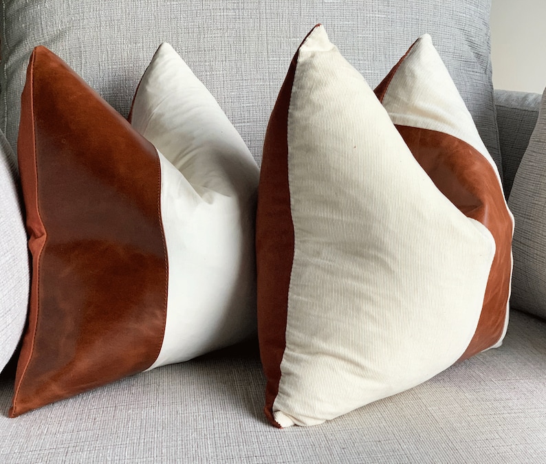 Melbourne Leather Co Genuine Leather Cushion Cover Pillow Etsy