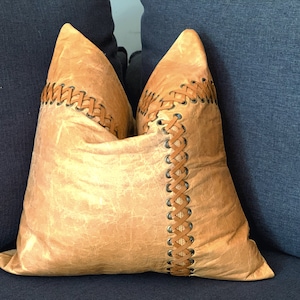Melbourne Leather Co Genuine Leather Cushion Cover Pillow Cover Leather Pillow Leather Cushion Vintage Leather Tan Pillow Cover