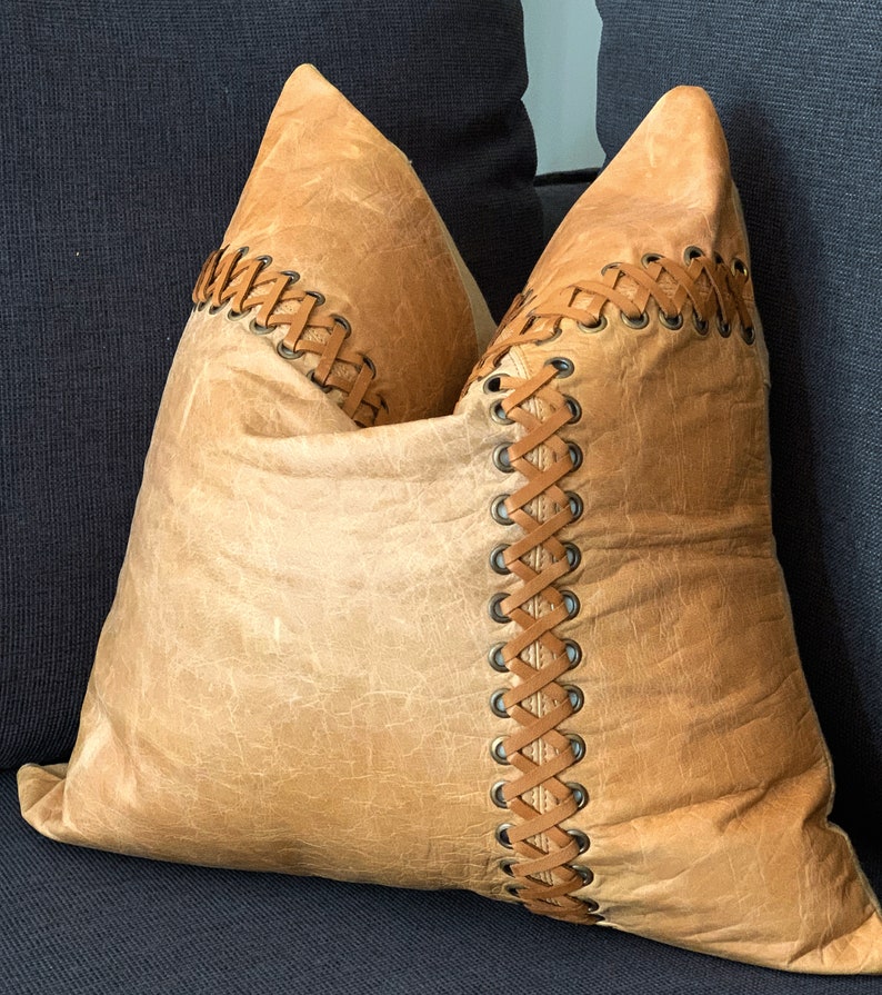 Melbourne Leather Co Genuine Leather Cushion Cover Pillow Etsy