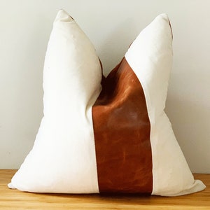 Melbourne Leather Co Genuine Leather Cushion Cover Pillow Cover Leather Pillow Leather Cushion Vintage Leather Tan Pillow Cover image 2