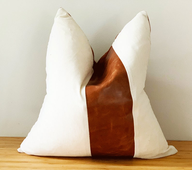 Melbourne Leather Co Genuine Leather Cushion Cover Pillow Cover Leather Pillow Leather Cushion Vintage Leather Tan Pillow Cover image 2