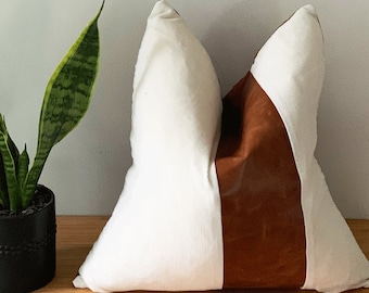 leather pillows etsy