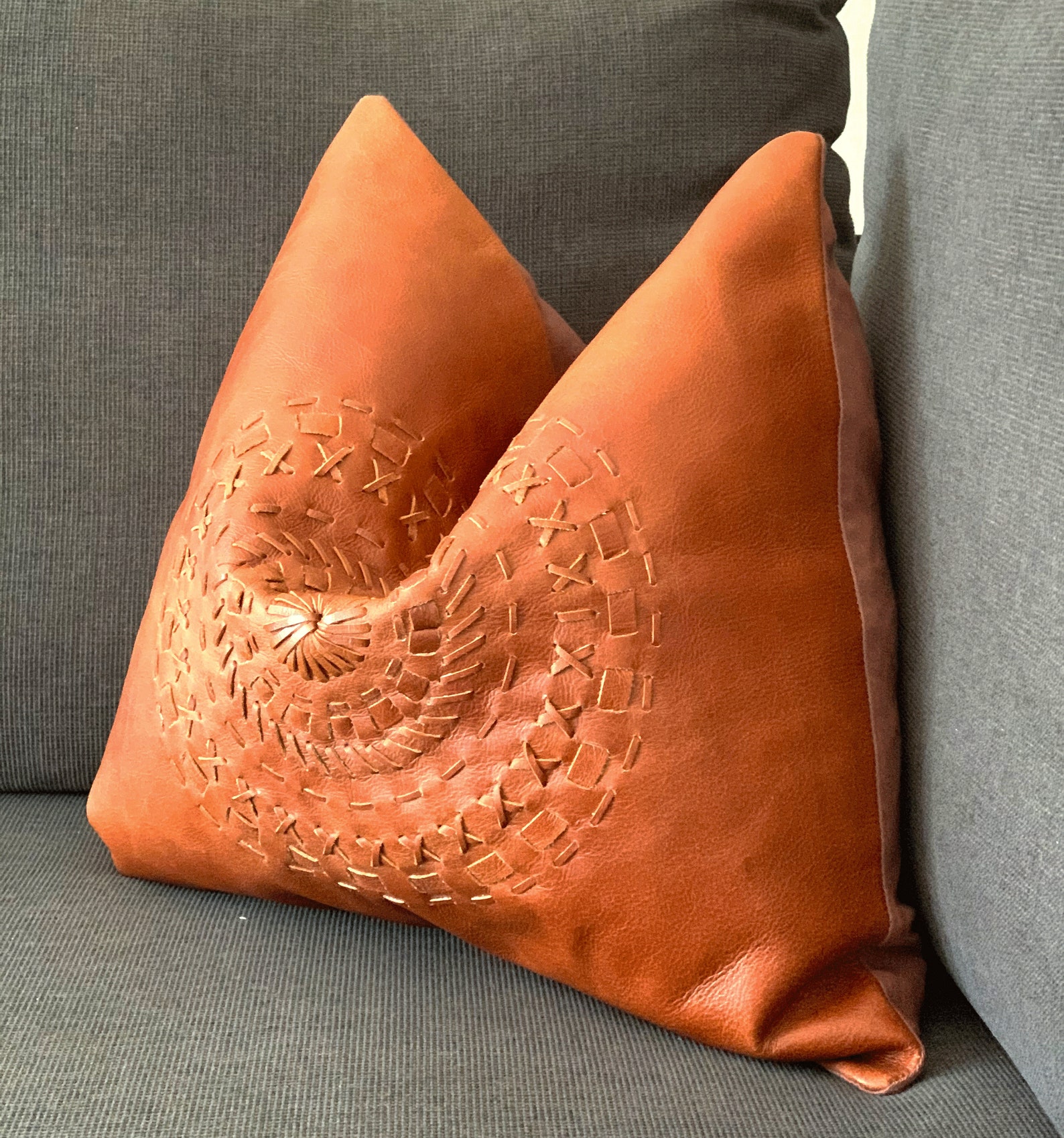 Melbourne Leather Co Genuine Leather Cushion Cover Pillow Etsy