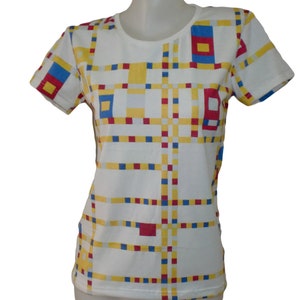 D2D Piet Mondriaan Broadway Boogie Woogie Fine Art De Stijl Abstract Print T-shirt Top Tee Apparel Gift Idee Wearable Art